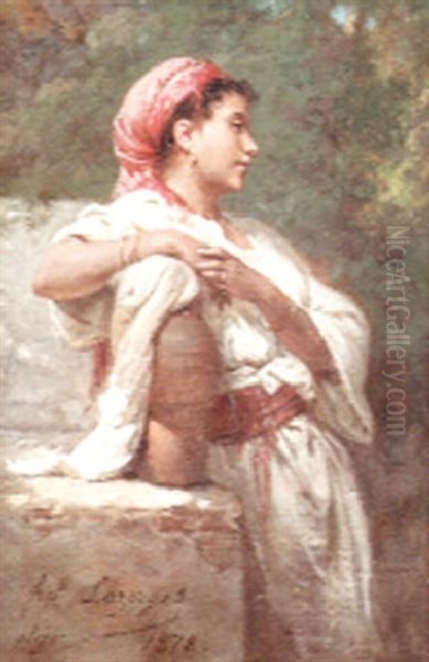 An Algerian Water-carrier Oil Painting by Jean Raymond Hippolyte Lazerges