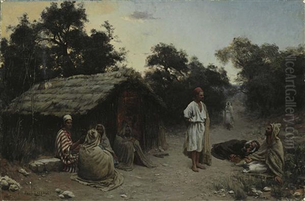 An Arab Encampment Oil Painting by Paul Jean Baptiste Lazerges