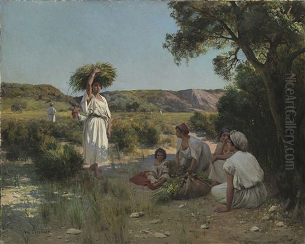 Gleaners Resting In The Shade Oil Painting by Paul Jean Baptiste Lazerges