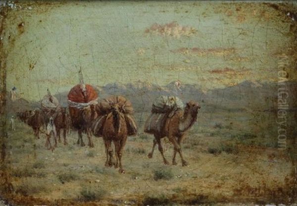 Caravane Oil Painting by Paul Jean Baptiste Lazerges