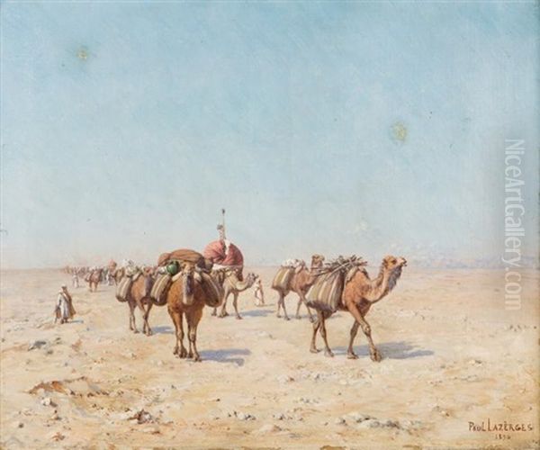 Caravane Dans Le Desert Oil Painting by Paul Jean Baptiste Lazerges