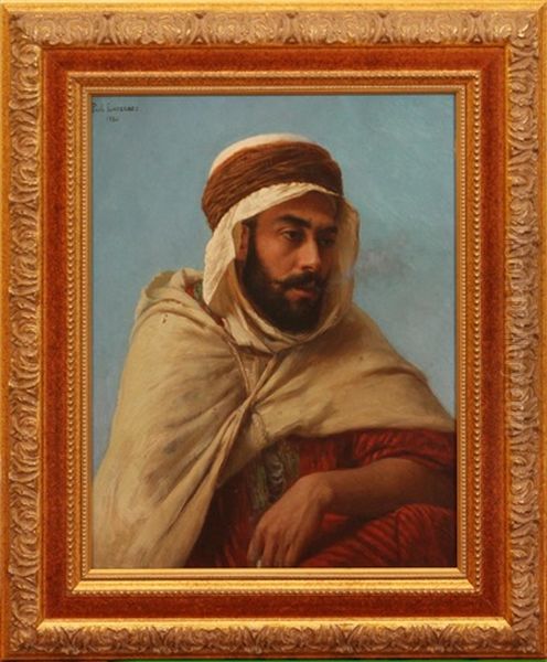 Arab Man With A Beard Oil Painting by Paul Jean Baptiste Lazerges