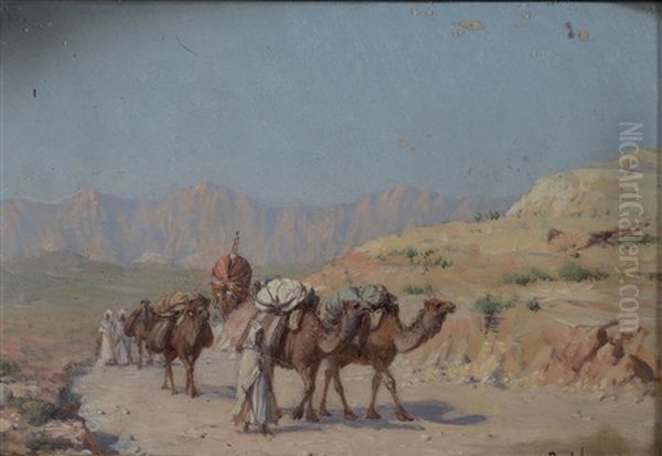 Caravane Dans Le Desert Oil Painting by Paul Jean Baptiste Lazerges