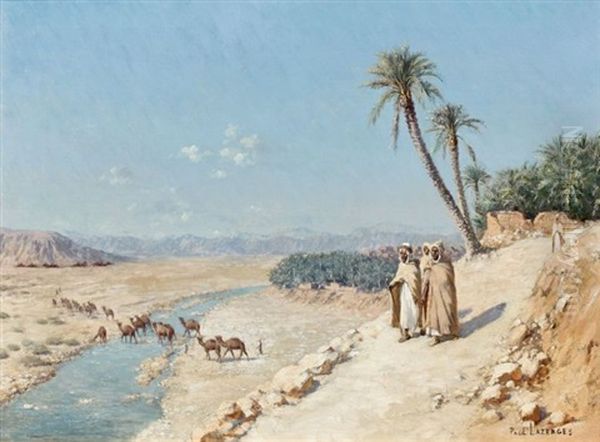 La Traversee De L'oued Oil Painting by Paul Jean Baptiste Lazerges