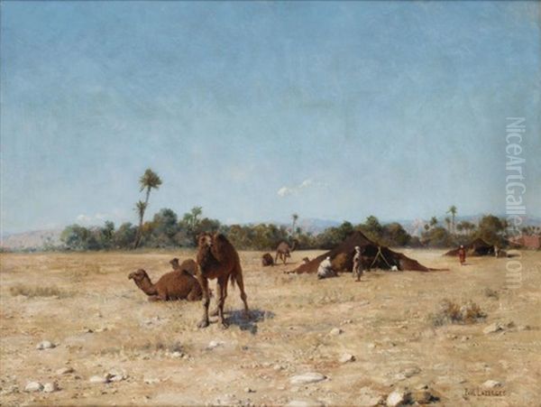 Le Camp Nomade, Biskra Oil Painting by Paul Jean Baptiste Lazerges