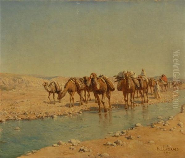 Bedouin Caravan Oil Painting by Paul Jean Baptiste Lazerges