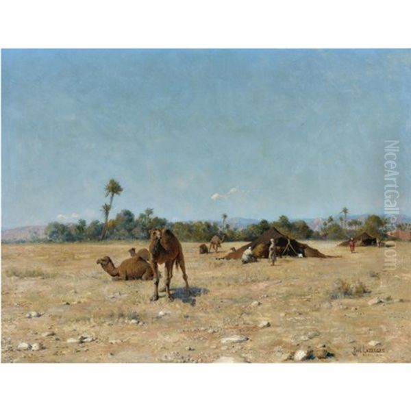 Bedouin Camp, Biskra Oil Painting by Paul Jean Baptiste Lazerges