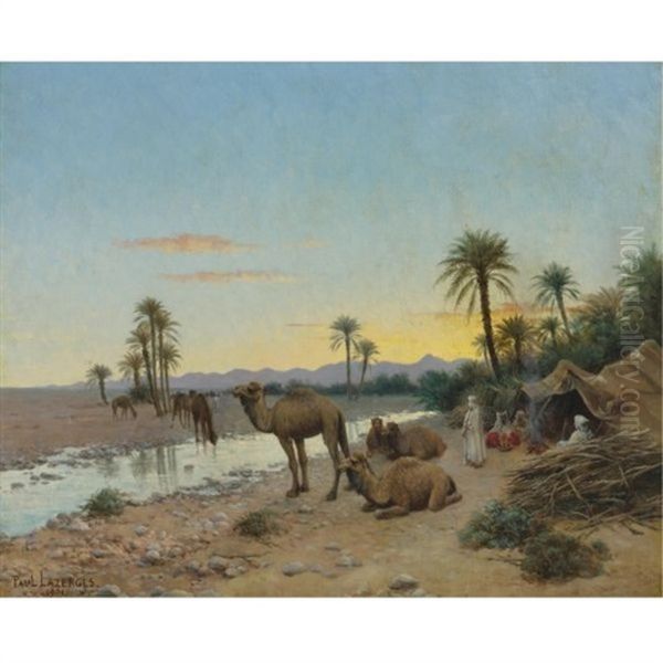 Rest At The Oasis Oil Painting by Paul Jean Baptiste Lazerges