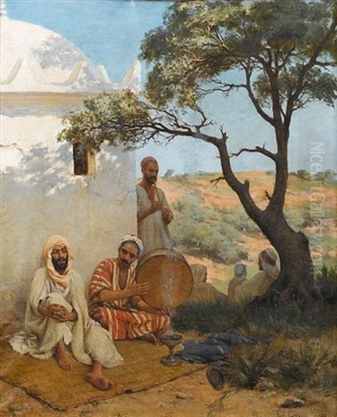 Arab Musicians Oil Painting by Paul Jean Baptiste Lazerges