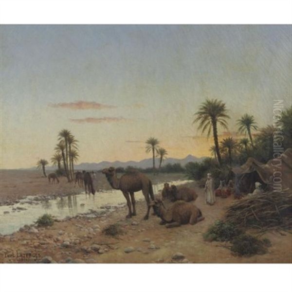 Rest At The Oasis Oil Painting by Paul Jean Baptiste Lazerges