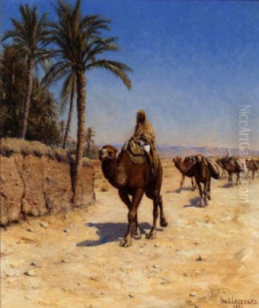 A Caravan In North Africa Oil Painting by Paul Jean Baptiste Lazerges