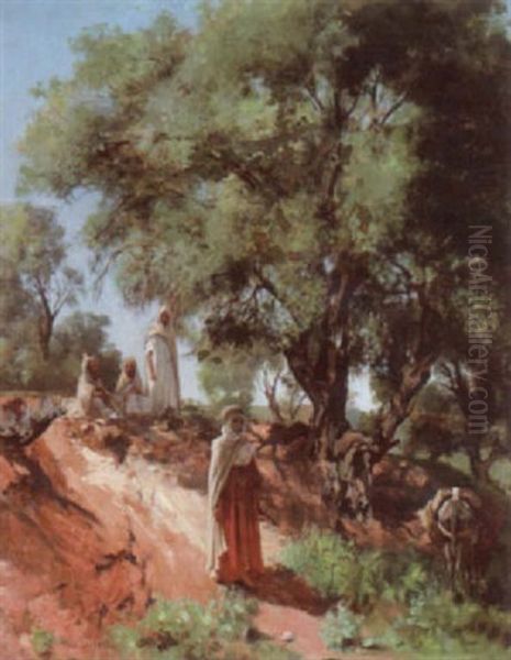 Arabs Resting Under A Shady Tree Oil Painting by Paul Jean Baptiste Lazerges