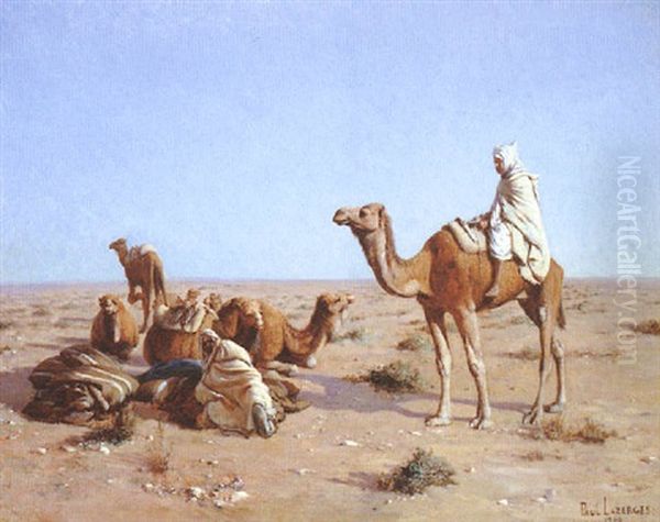 La Halte Dans Le Desert Oil Painting by Paul Jean Baptiste Lazerges