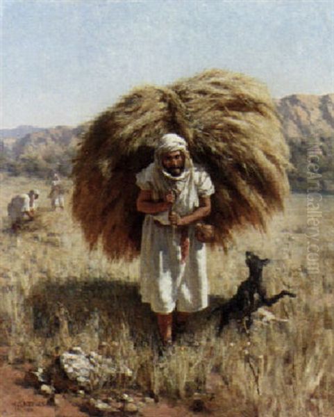 Arabs Haying In The Fields Oil Painting by Paul Jean Baptiste Lazerges