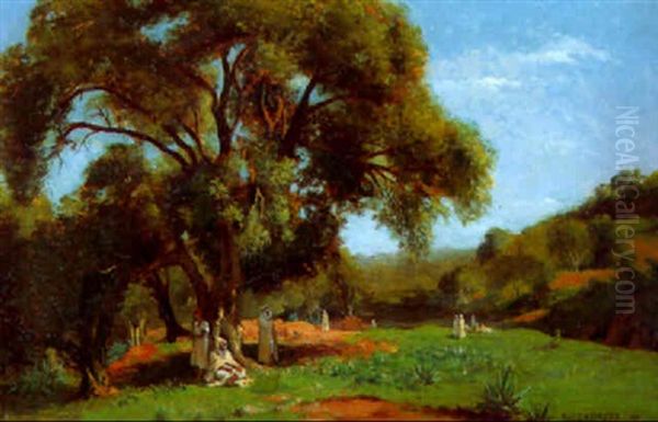 Delassement Sous Les Arbres Oil Painting by Paul Jean Baptiste Lazerges