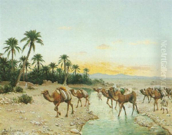 The Caravan Oil Painting by Paul Jean Baptiste Lazerges