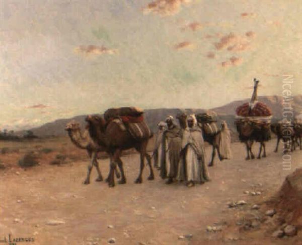 Desert Caravan Oil Painting by Paul Jean Baptiste Lazerges