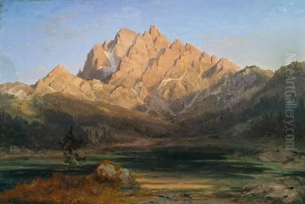 Gegend Bei Bratz Im Klostertal (vorarlberg) Oil Painting by Ferdinand Konrad Bellermann