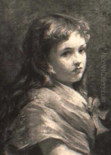 Little Girl With A Red Bow Oil Painting by Paul Jean Baptiste Lazerges