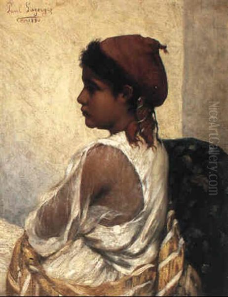 Portrait Of An Algerian Girl Oil Painting by Paul Jean Baptiste Lazerges