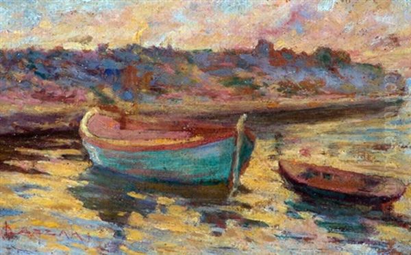 Barcas Oil Painting by Alfredo Lazzari