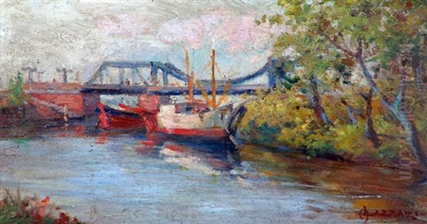 Puente V. De La Plaza Oil Painting by Alfredo Lazzari