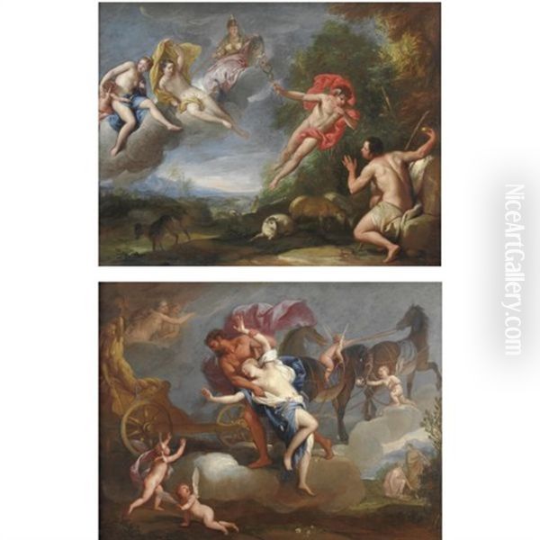 Il Giudizio Di Paride (+ Il Ratto Di Proserpina; Pair) Oil Painting by Gregorio Lazzarini