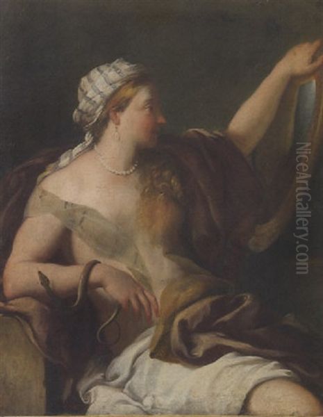 Cleopatra O Allegoria Della Prudenza Oil Painting by Gregorio Lazzarini