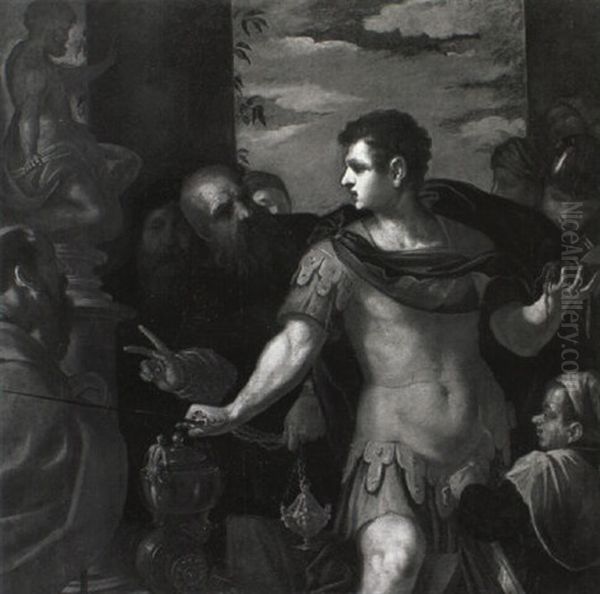 Alexander The Great Severing The Gordian Knot Oil Painting by Gregorio Lazzarini