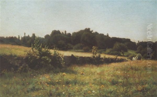 Charrette Dans Les Champs Oil Painting by Ernest Auguste Le Villain