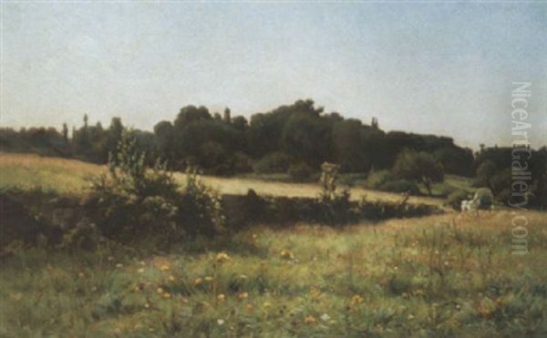 Charrette Dans Les Champs Oil Painting by Ernest Auguste Le Villain