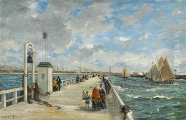 Promenade Oil Painting by Jean-Pierre J.Alfred Bellet Du Poisat