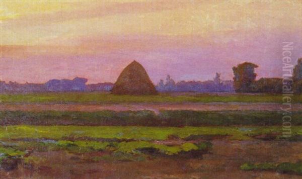 Meule Au Crepuscule Oil Painting by Ernest Auguste Le Villain