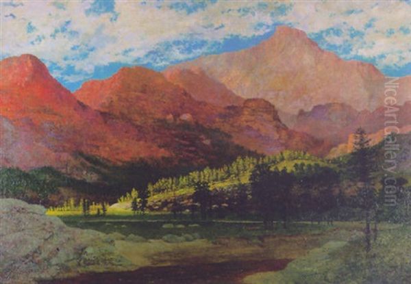 Garden Of The Gods - Pike's Peak, Colorado Oil Painting by Maude Leach