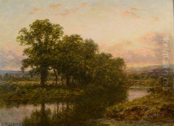 The Evening Hour Oil Painting by Benjamin Williams Leader