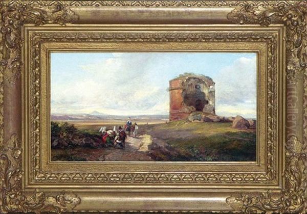 The Tor Di Schiavi On The Via Labicana Oil Painting by Edward Lear