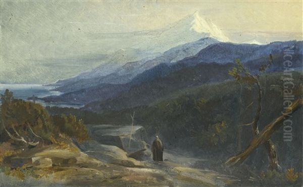 View Of Mount Athos, Greece Oil Painting by Edward Lear