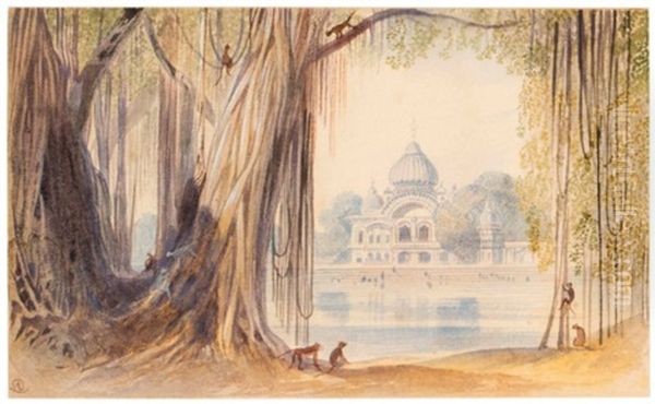 A Temple In India Oil Painting by Edward Lear