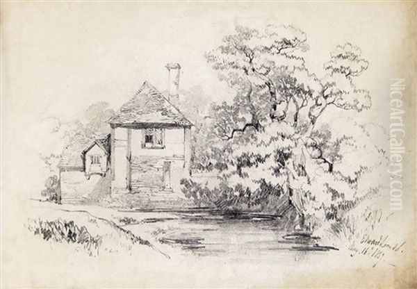 A Cottage By A Stream Oil Painting by Edward Lear