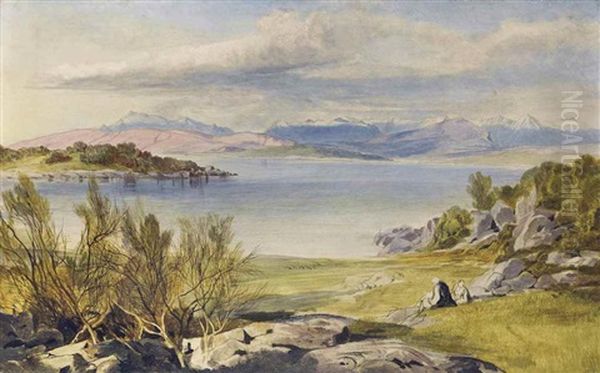 Porto Tre Scoglie, Albania Oil Painting by Edward Lear