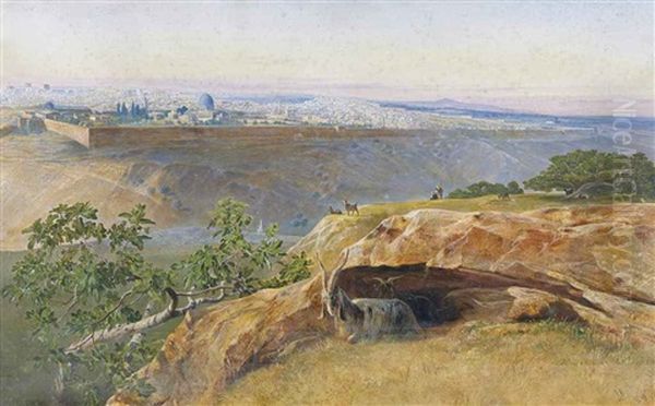 Jerusalem Looking North West Oil Painting by Edward Lear