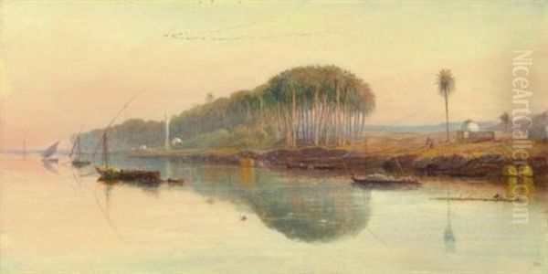 Sheik Abadeh On The Nile Oil Painting by Edward Lear