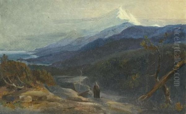 View Of Mount Athos, Greece Oil Painting by Edward Lear