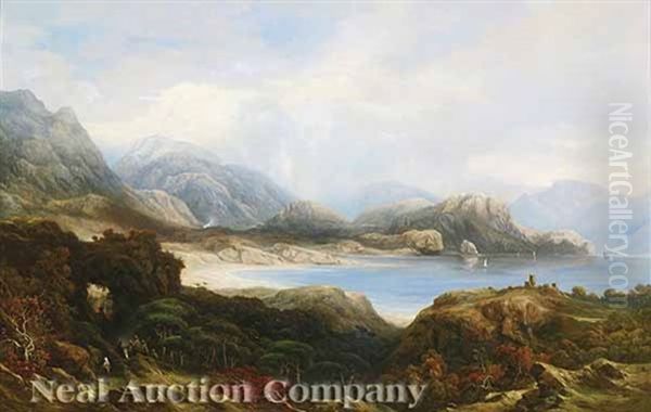 A Rocky Coastal Scene On The Adriatic Oil Painting by Edward Lear