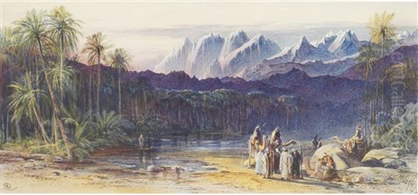 Arab Encampment In Wadi Feiran, Egypt Oil Painting by Edward Lear