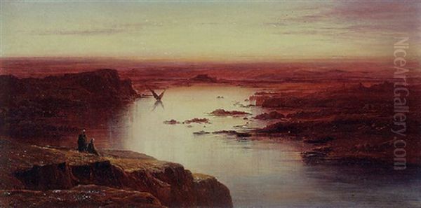 Sunset, First Cataract - The Nile Above Aswan Oil Painting by Edward Lear