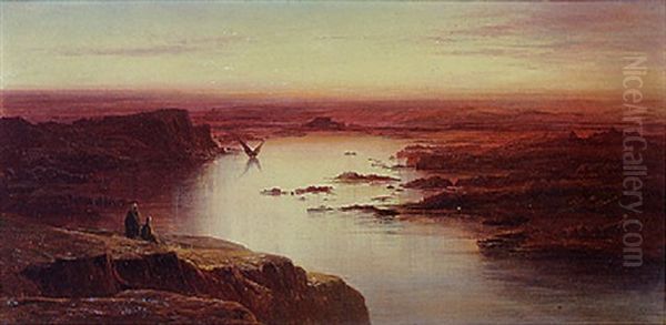 Sunset, First Cataract - The Nile Above Aswan Oil Painting by Edward Lear