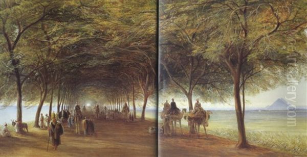 The Pyramids Road, Gizeh Oil Painting by Edward Lear