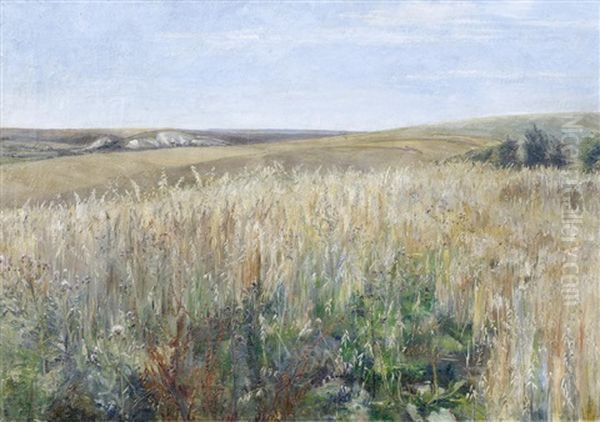 A Downland Landscape Oil Painting by Olive Leared