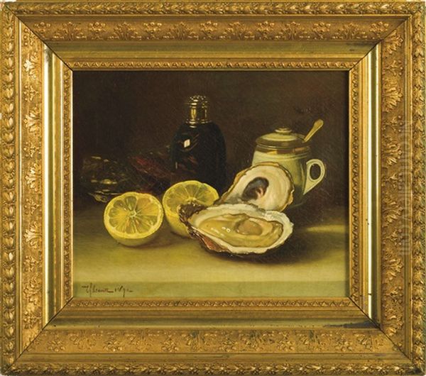 Still-life With Lemon And Oysters Oil Painting by Edward Chalmers Leavitt